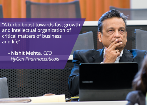 "A turbo boost towards fast growth and intellectual organization of critical matter of business and life." quote by Nishit Mehta, CEO of HyGen Pharmaceuticals