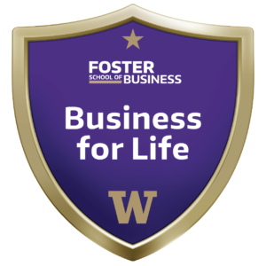 a facimile of the Foster Business for Life badge