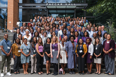 photo of attendees to the tenure project conference in front of paccar hall