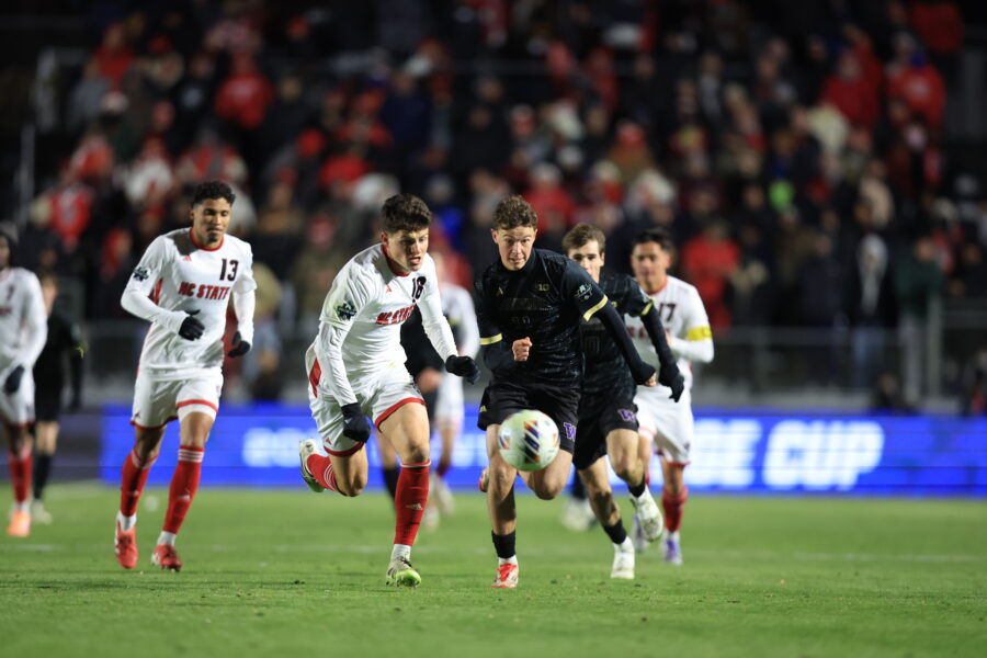 Nick O’Brien (center) in action during a soccer game.